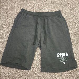 Bench Men's Logo Sweat Shorts Draw String Gray NWT